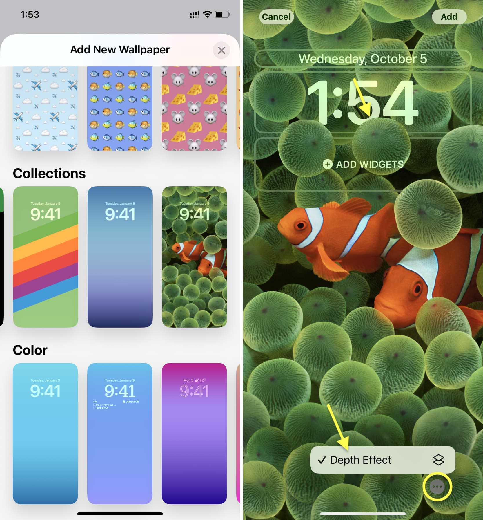 Enable Depth Effect while setting wallpaper on iPhone
