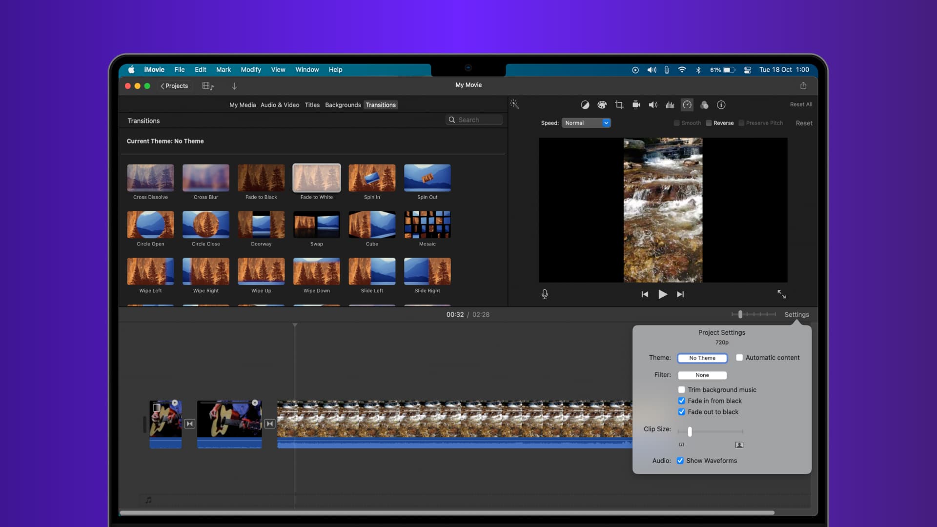 Fade effects in iMovie