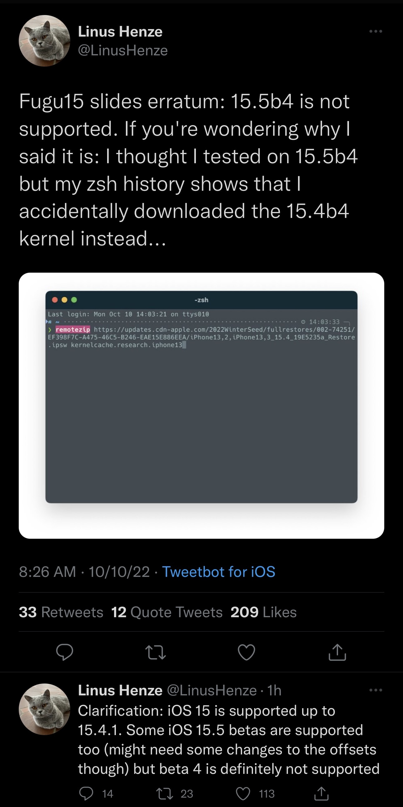 Linus Henze says Fugu15 won’t support iOS 15.5 beta 4.