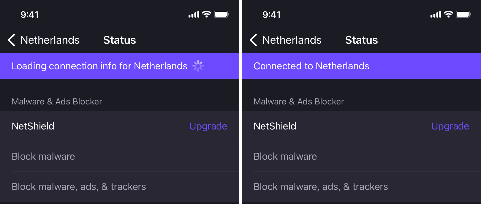 Loading connection info for VPN on iPhone