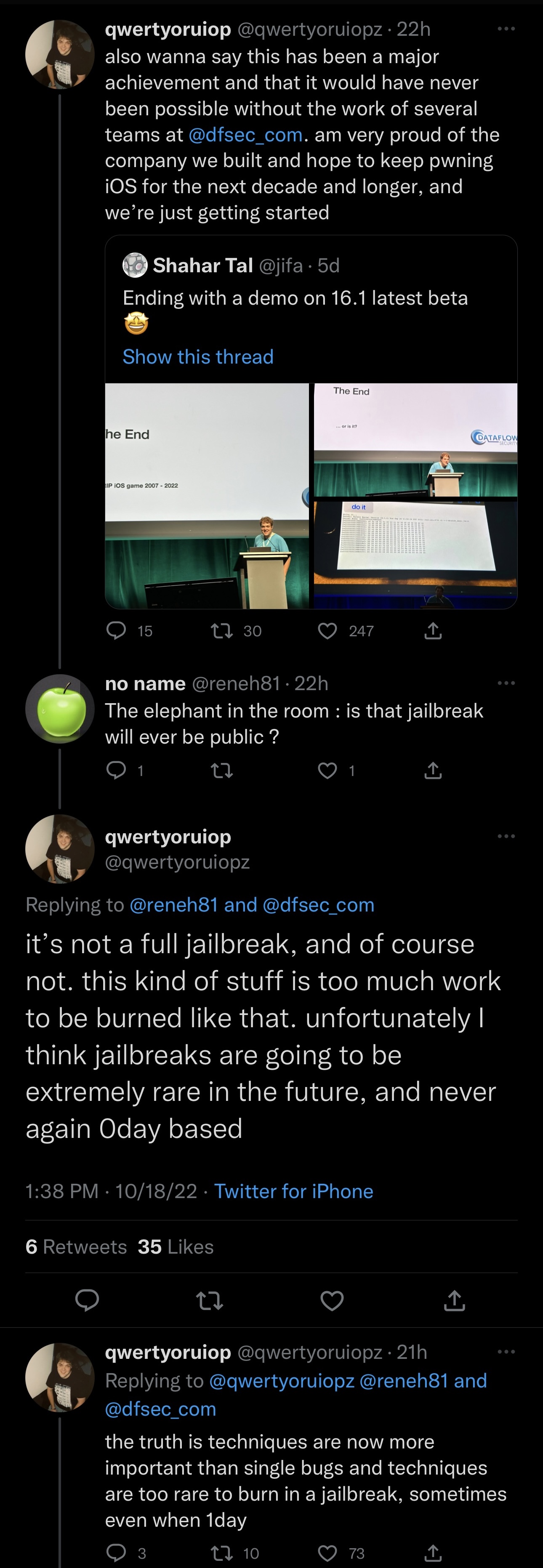 Luca Todesco Tweet says he will not release his iOS 16 jailbreak.