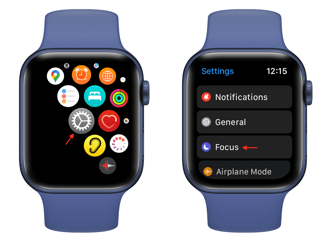 Open Focus from Apple Watch Settings
