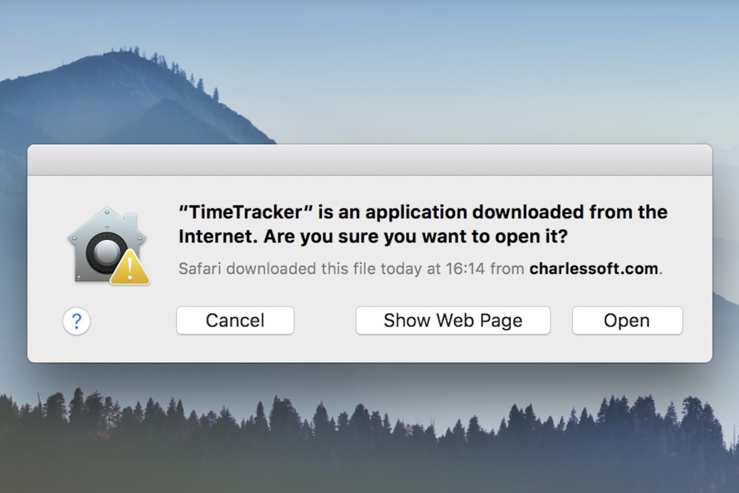 Open app dialog box on Mac