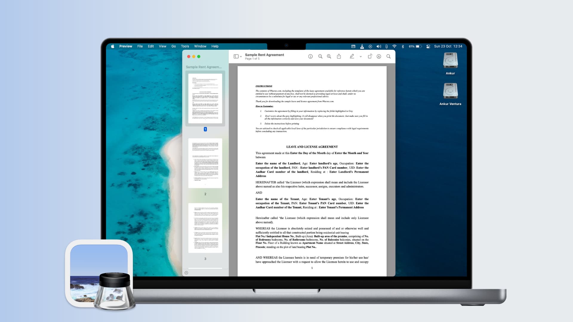 PDF open in the Preview app on Mac