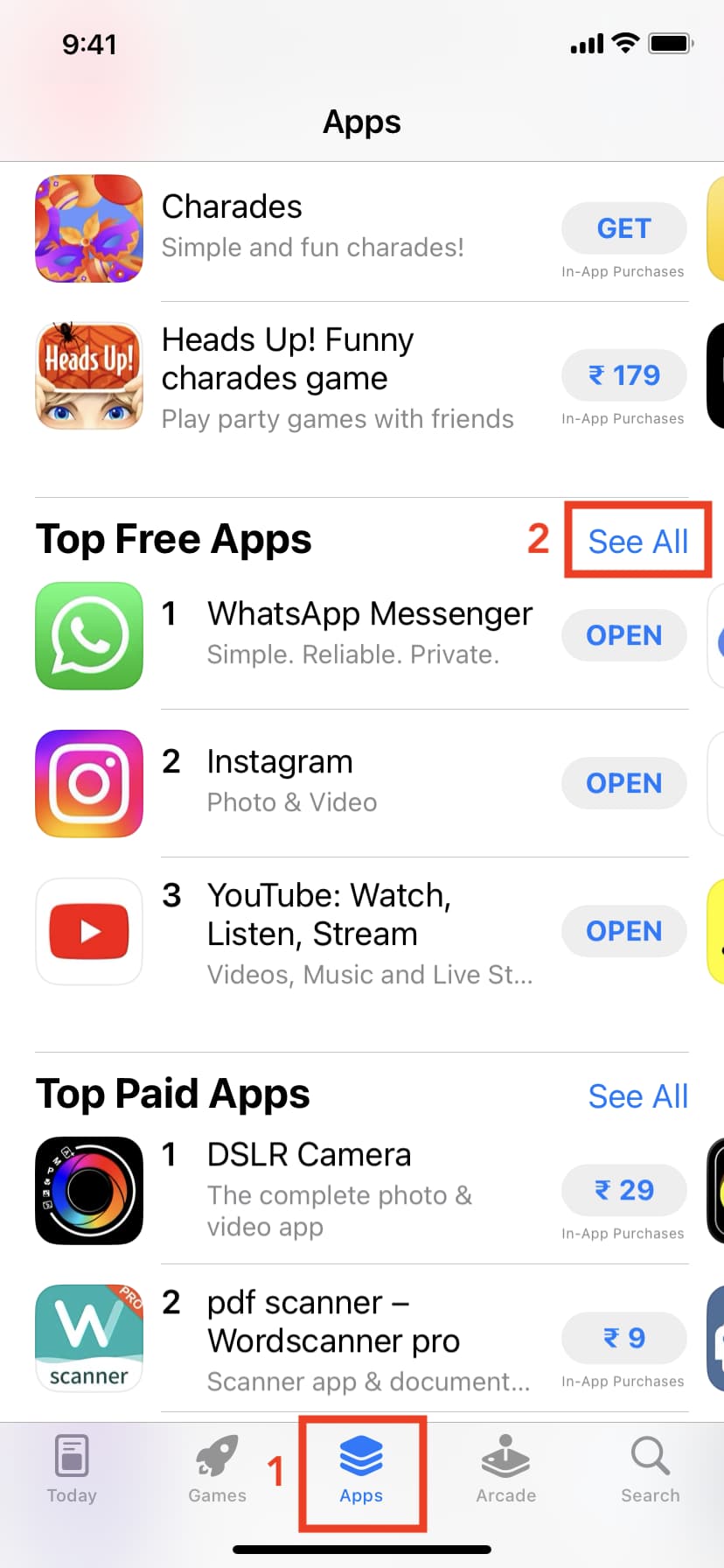 See all the top free apps on the iPhone App Store