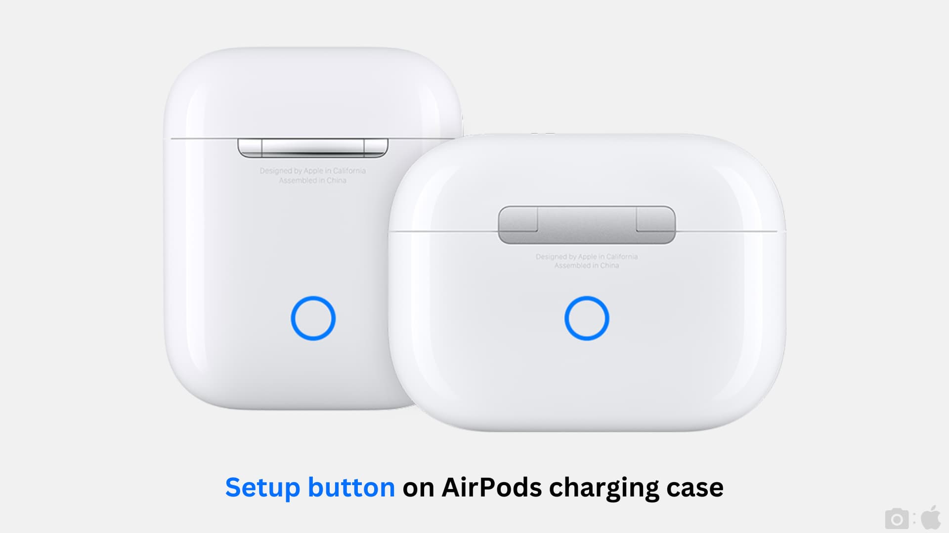 Setup button on AirPods charging case