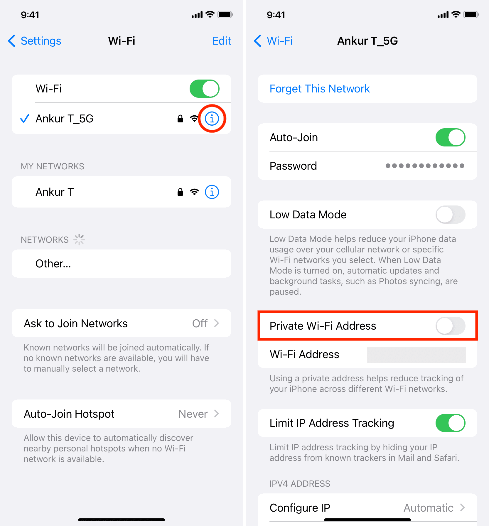 Turn off Private Wi-Fi Address on iPhone to fix VPN problems