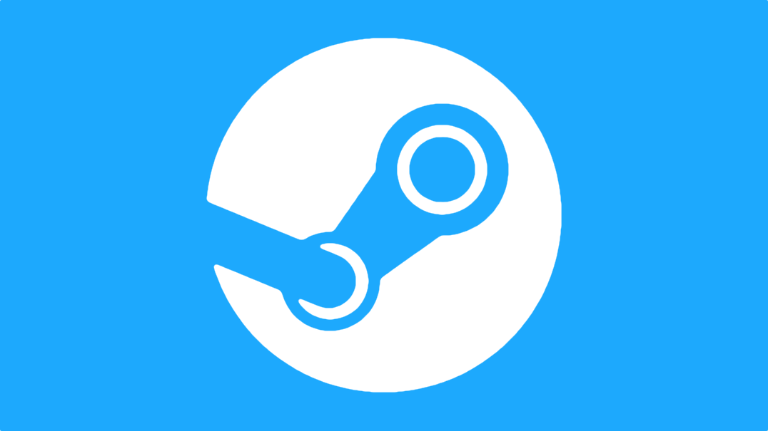 Steam logo set agains a solid light blue background
