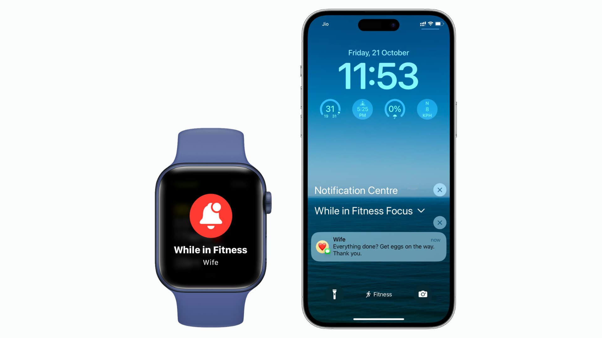 While in Fitness Focus notification on iPhone and Apple Watch