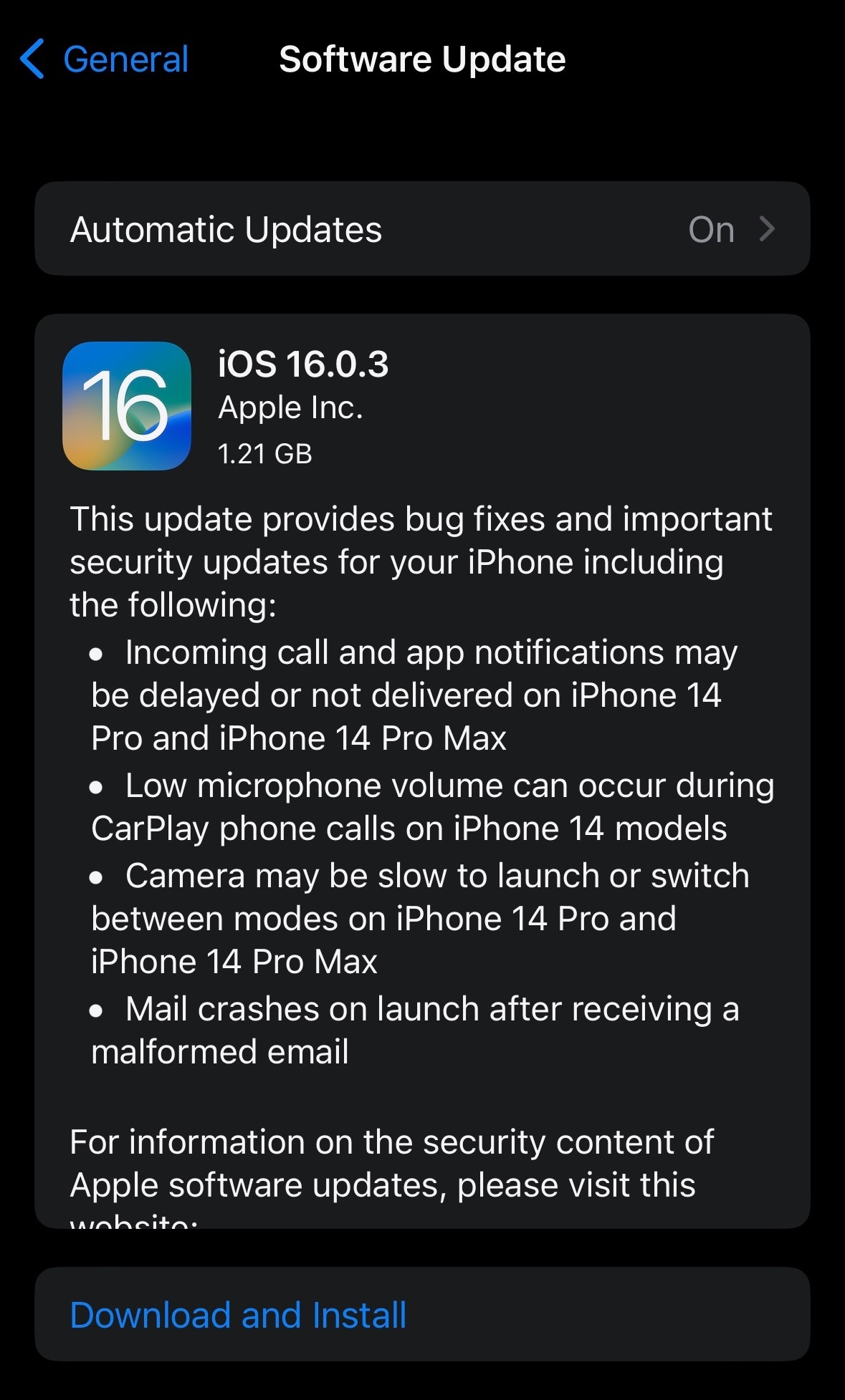 iOS 16.0.3 software update released.