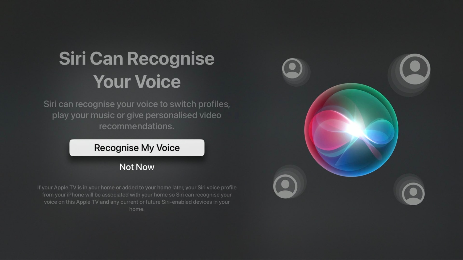 tvOS 16.2's Siri voice recognition setup prompt on Apple TV
