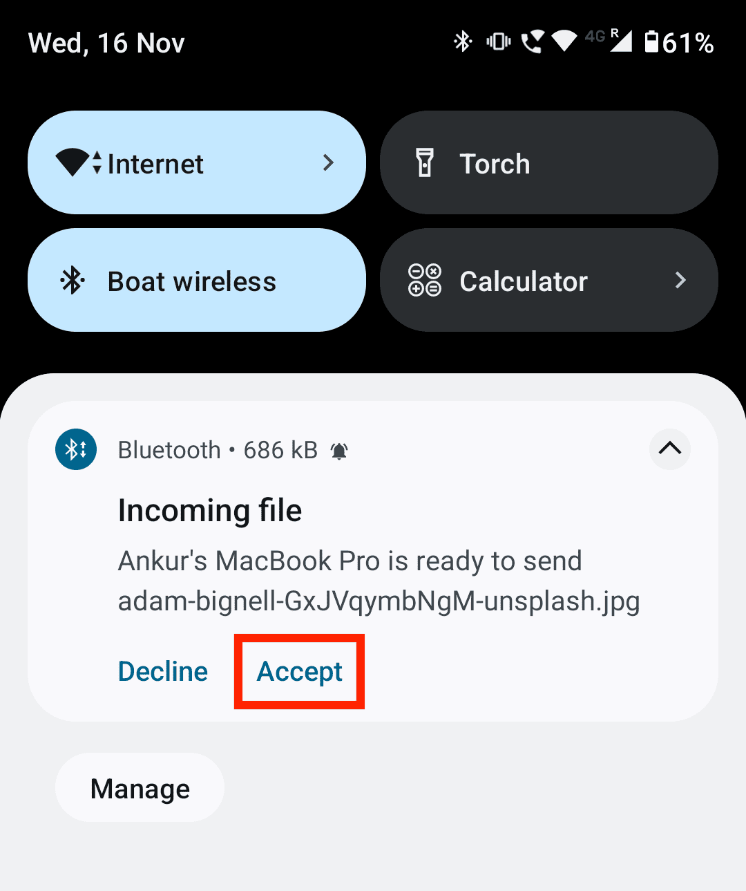 Accept incoming Bluetooth request on Android