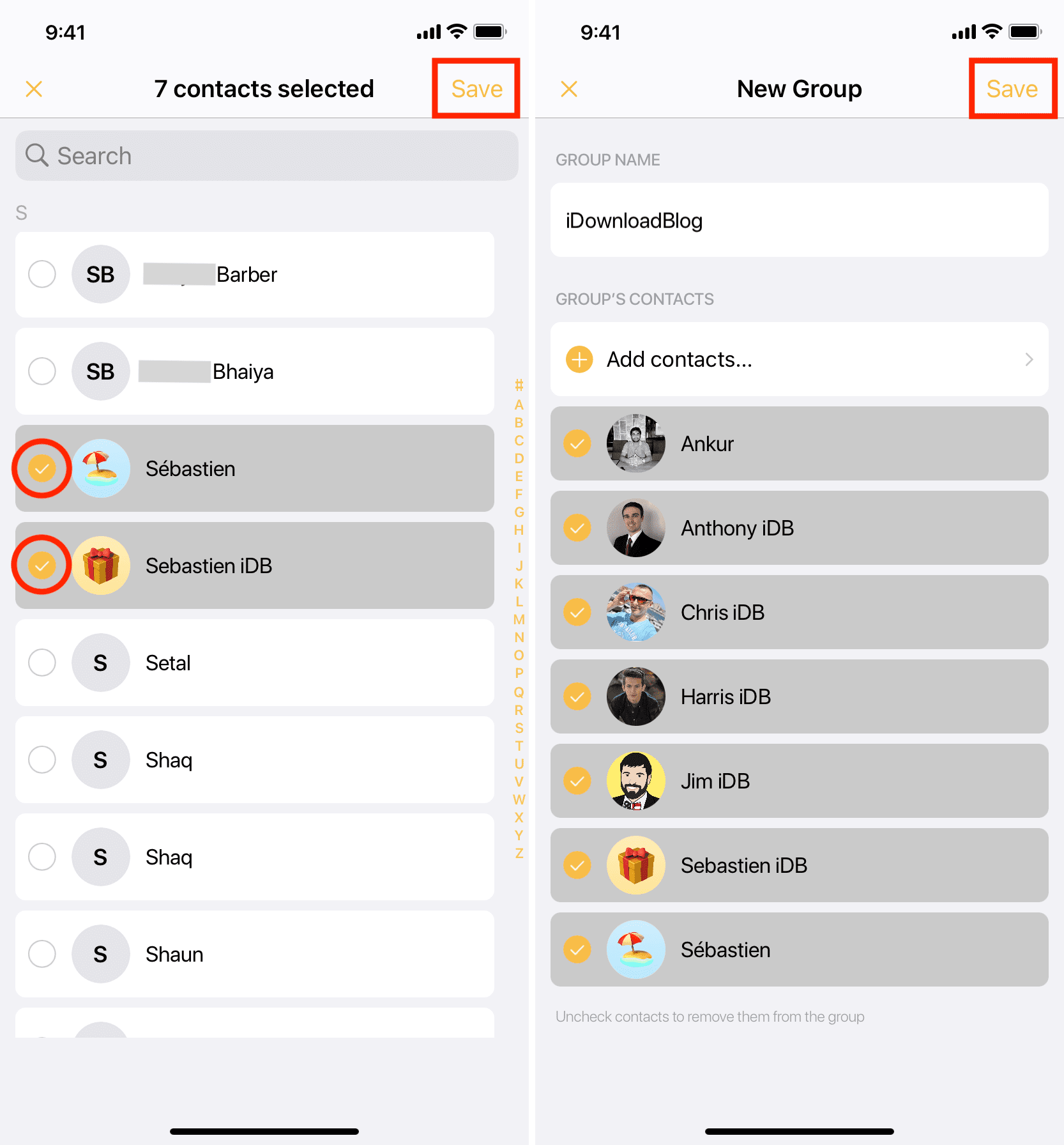 Add contacts to group on iPhone and create a contacts group