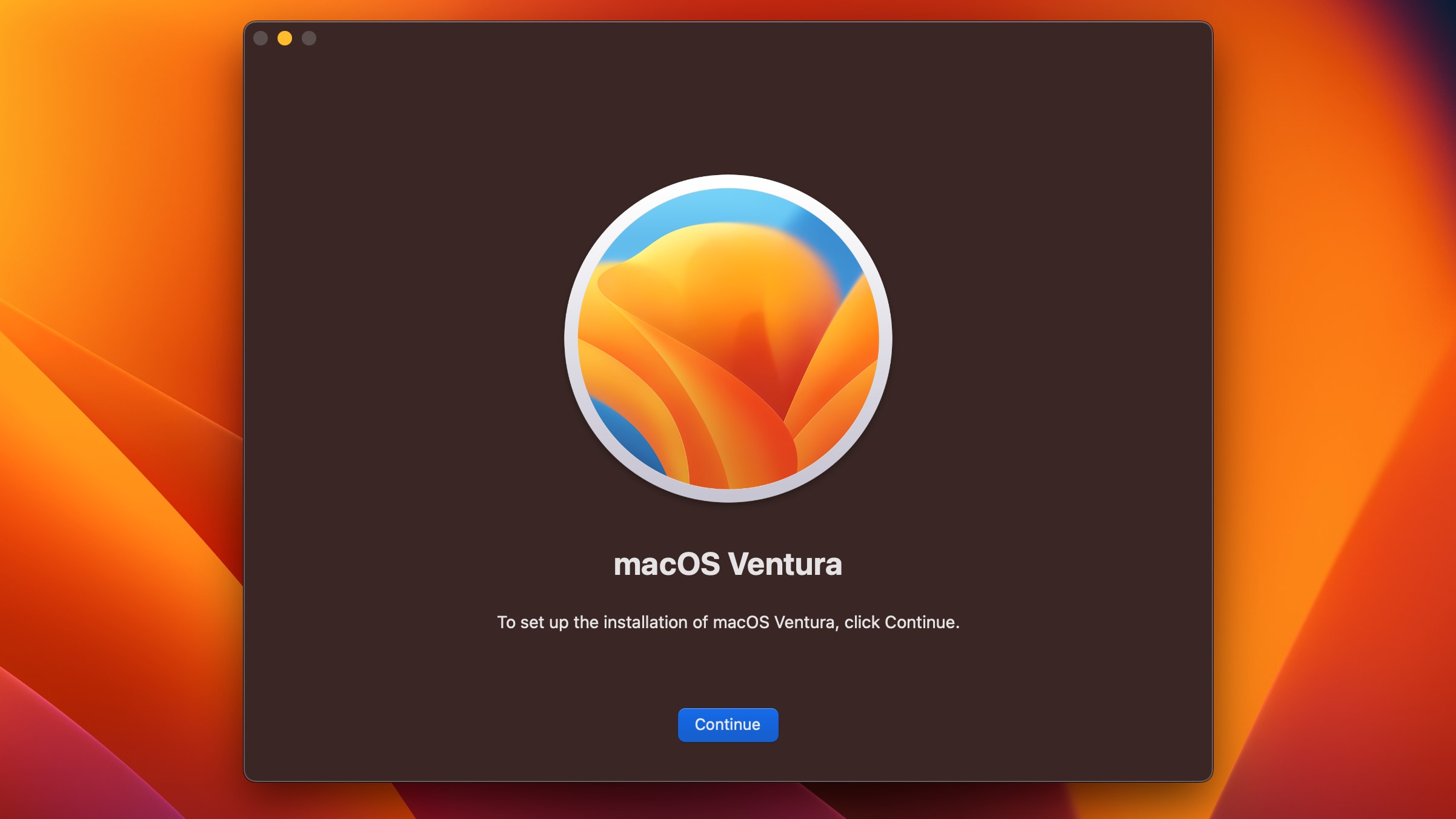 Splash screen in Apple's macOS Ventura installer