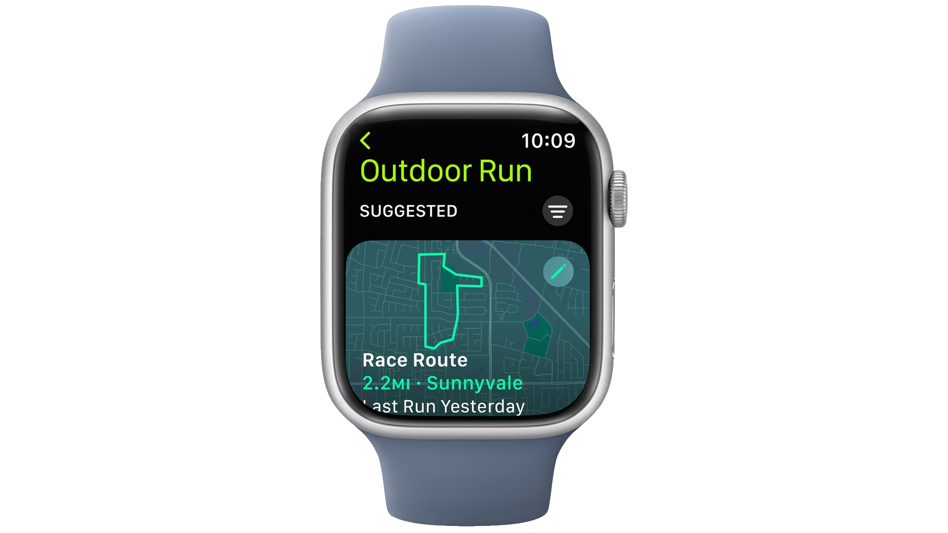 The race route feature in the Workout app on Apple Watch