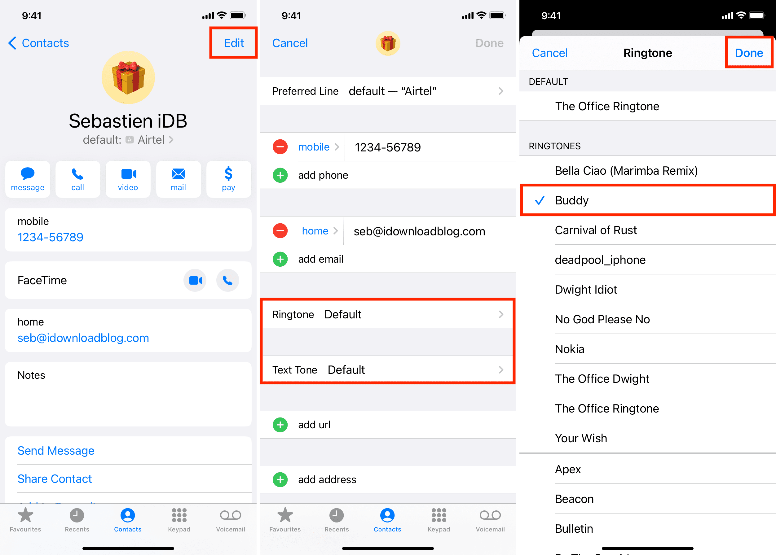 Assign special ringtone to a contact on iPhone