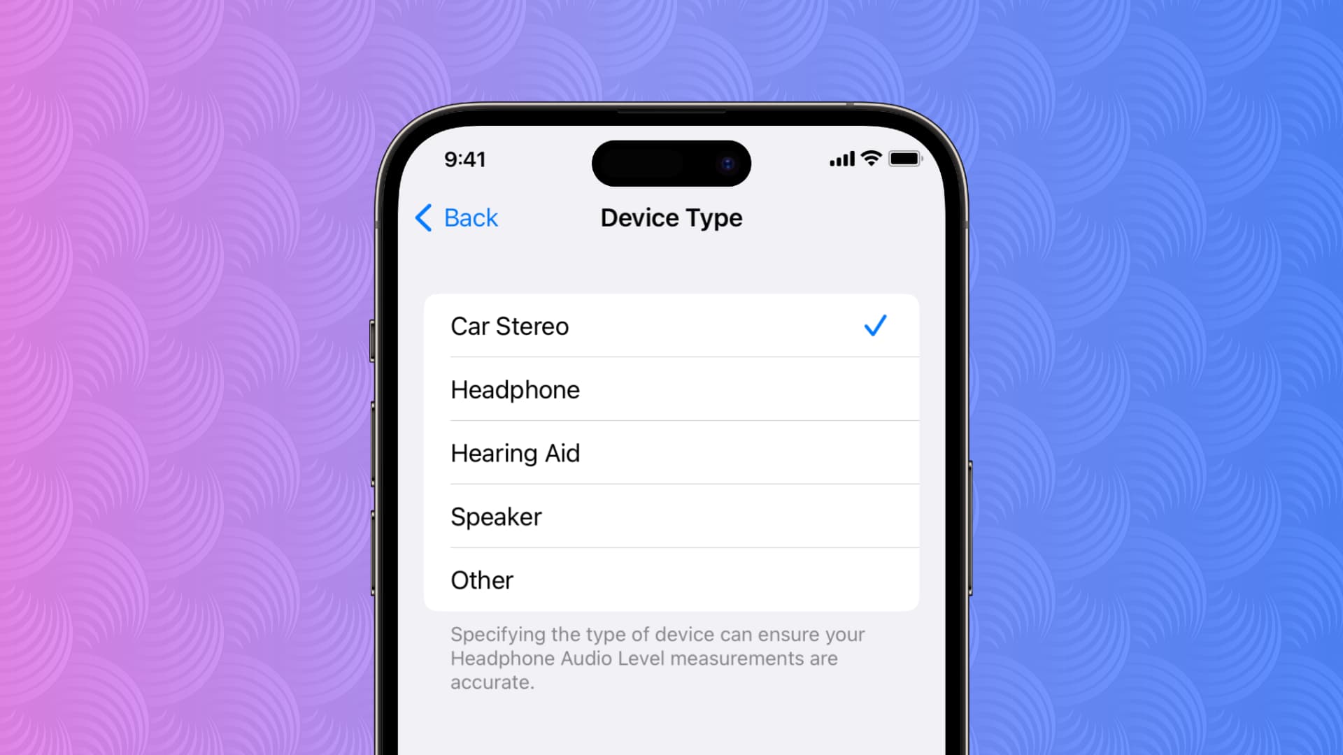 Bluetooth Device Type in iPhone Settings