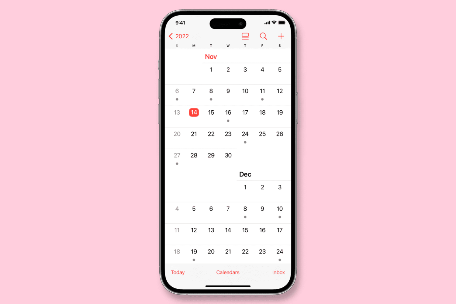 Calendar app on iPhone