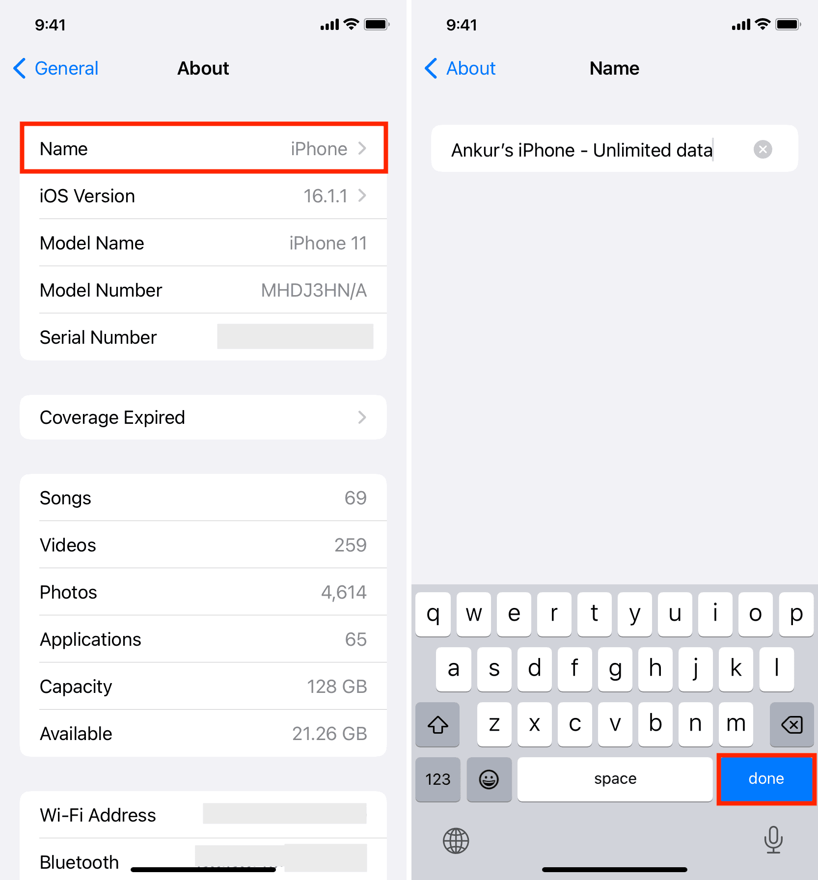 Change iPhone name in settings which will also change the Personal Hotspot name
