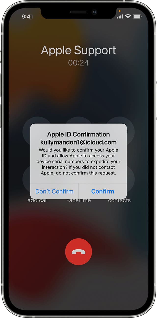 Confirm your Apple ID via notification while talking to Apple Support