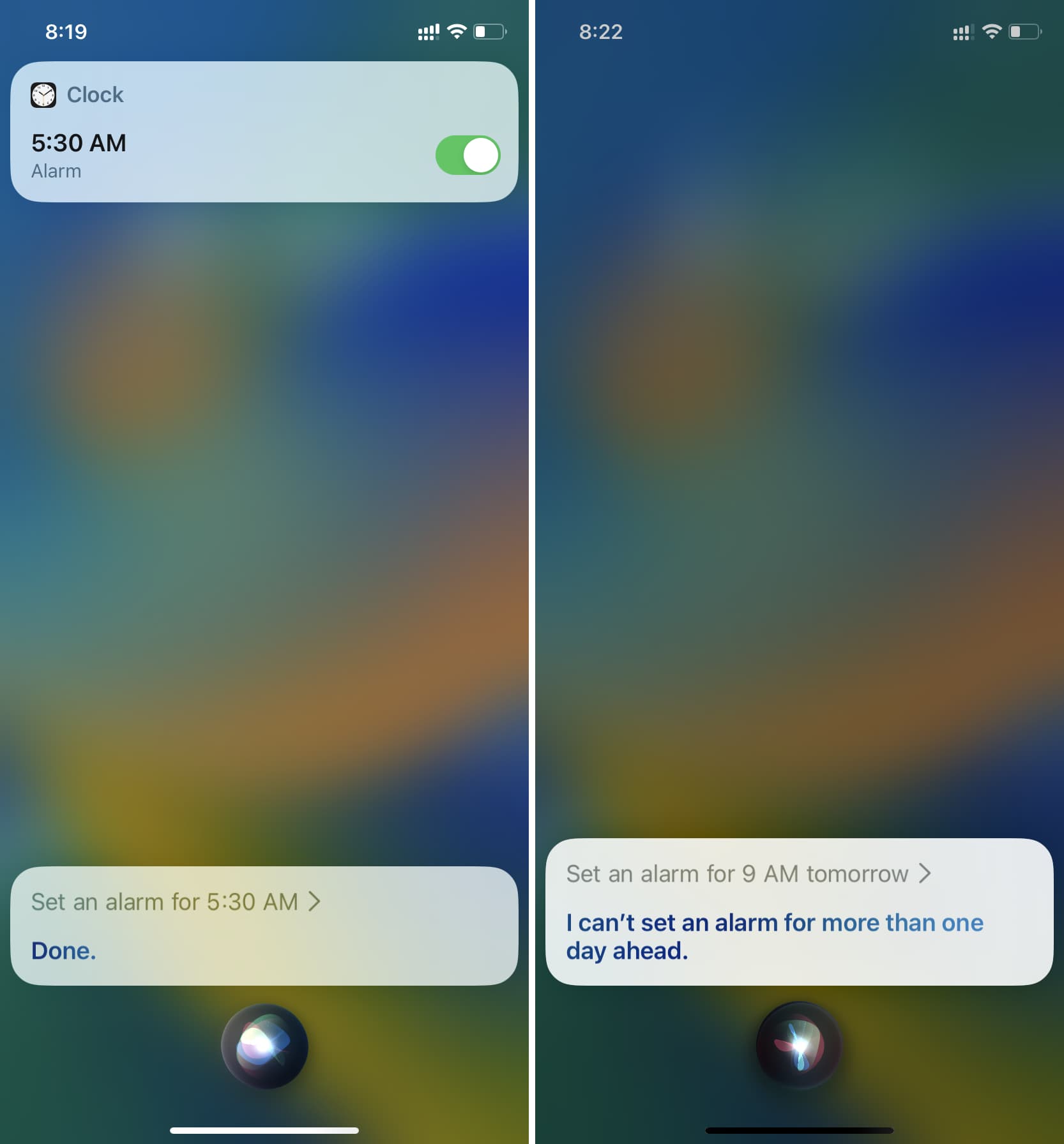 Create an alarm using Siri on iPhone
