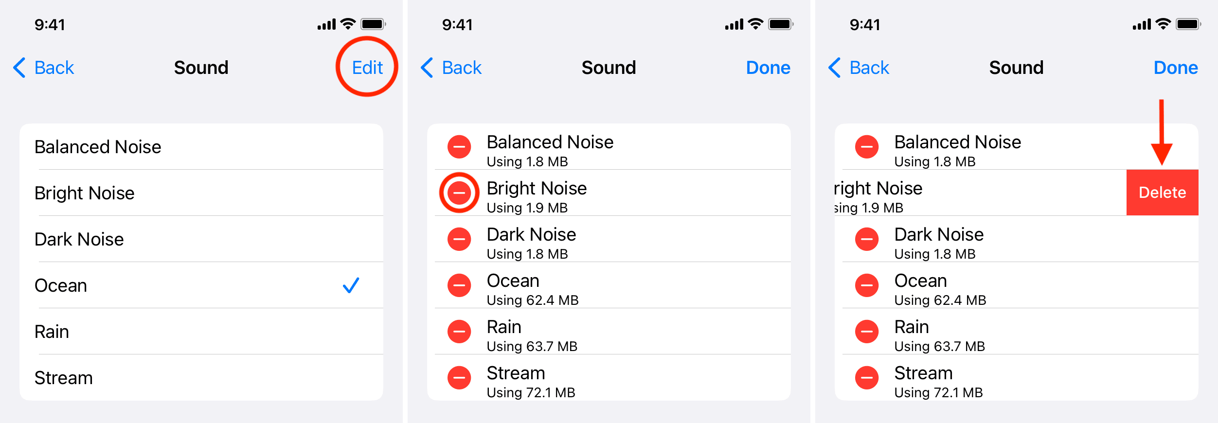 Delete background sounds on iPhone