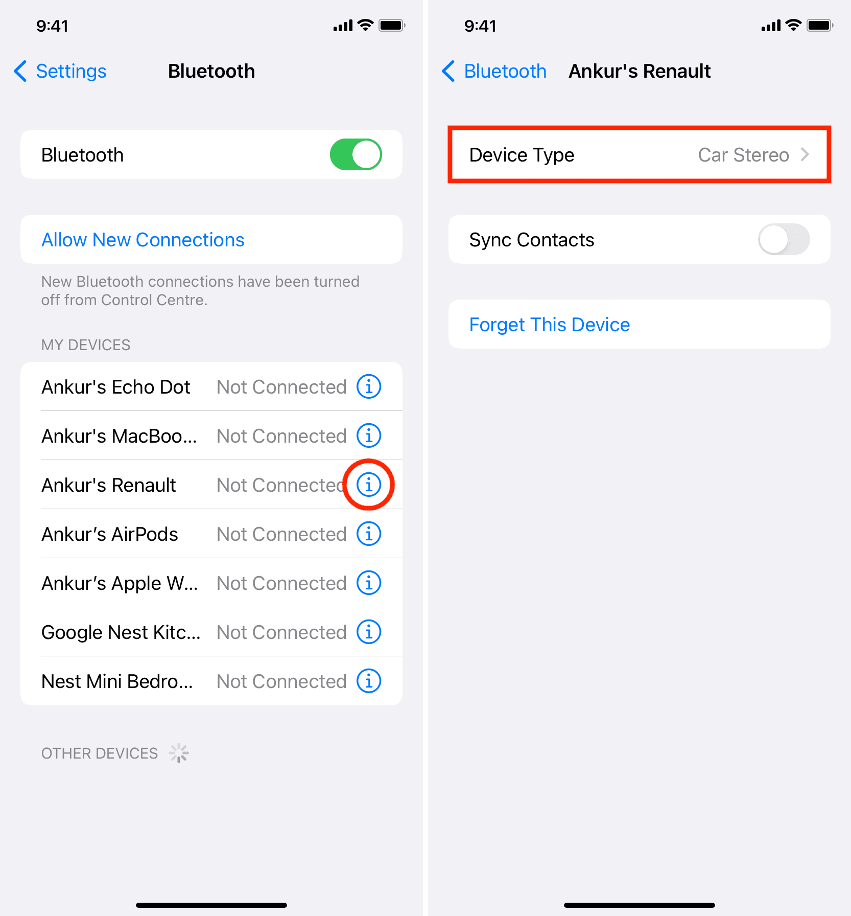 Device Type in iOS Bluetooth settings