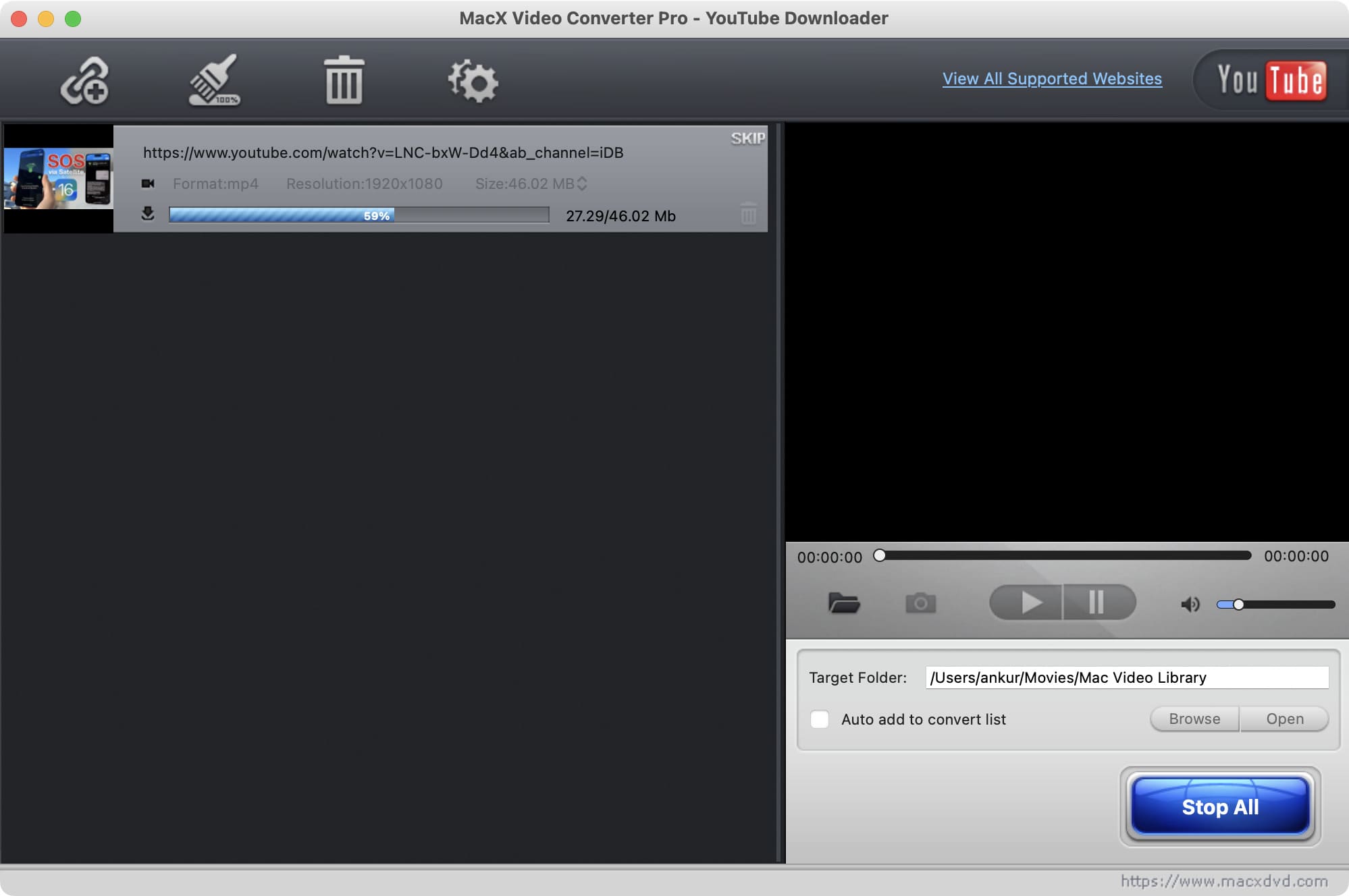 Downloading web videos using MacX Video Converter Pro