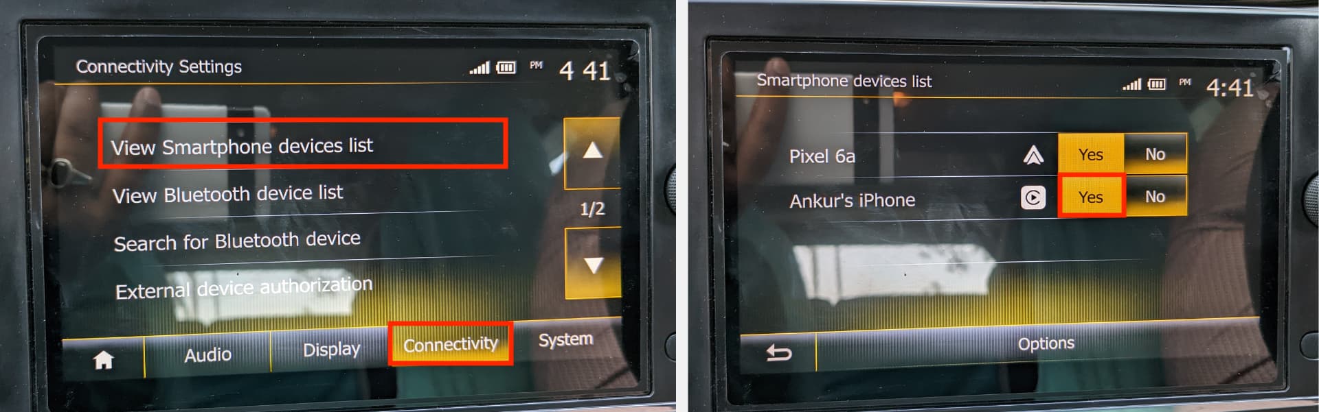 Turn on CarPlay for iPhone in car settings