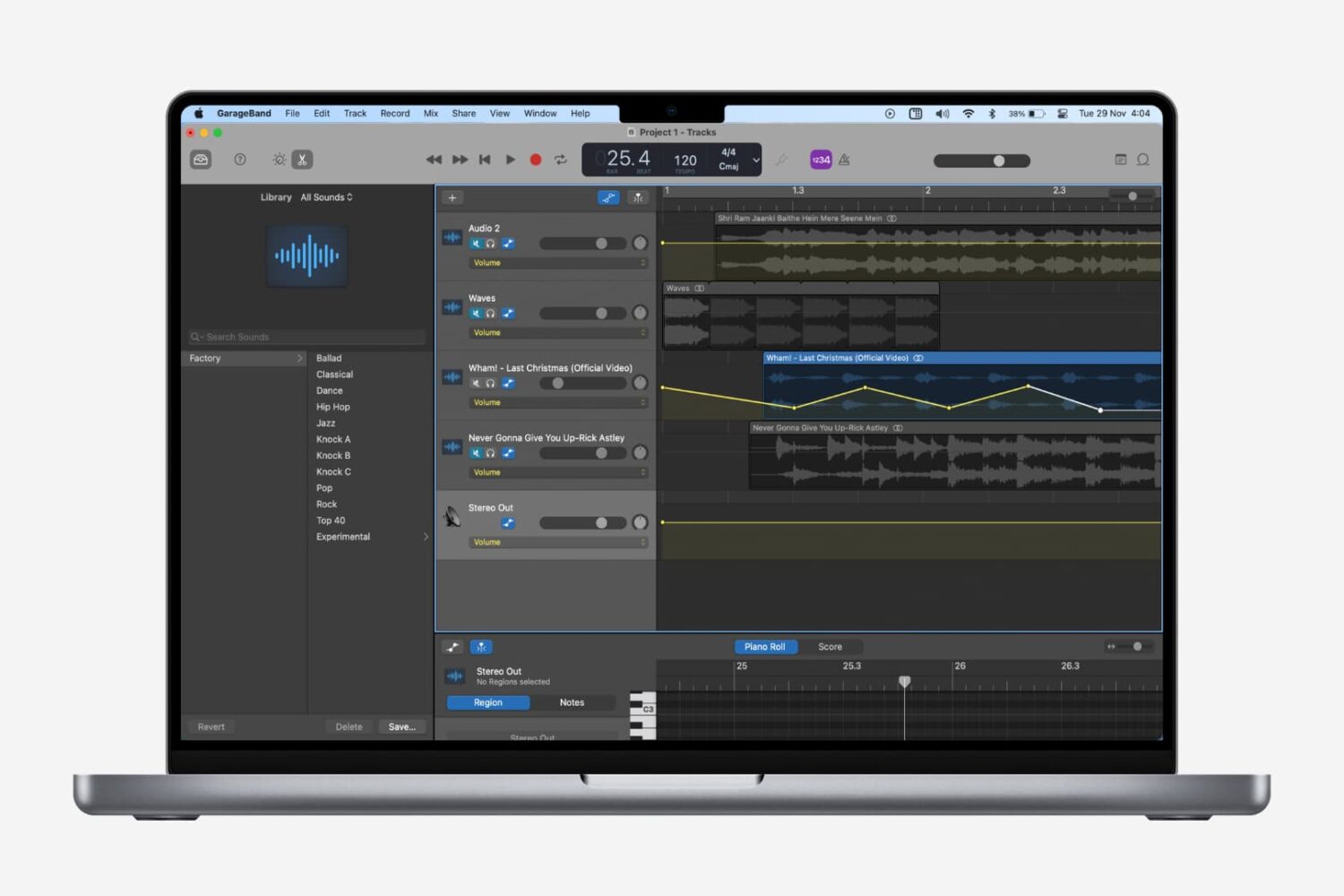 Fade songs in and out in GarageBand on Mac