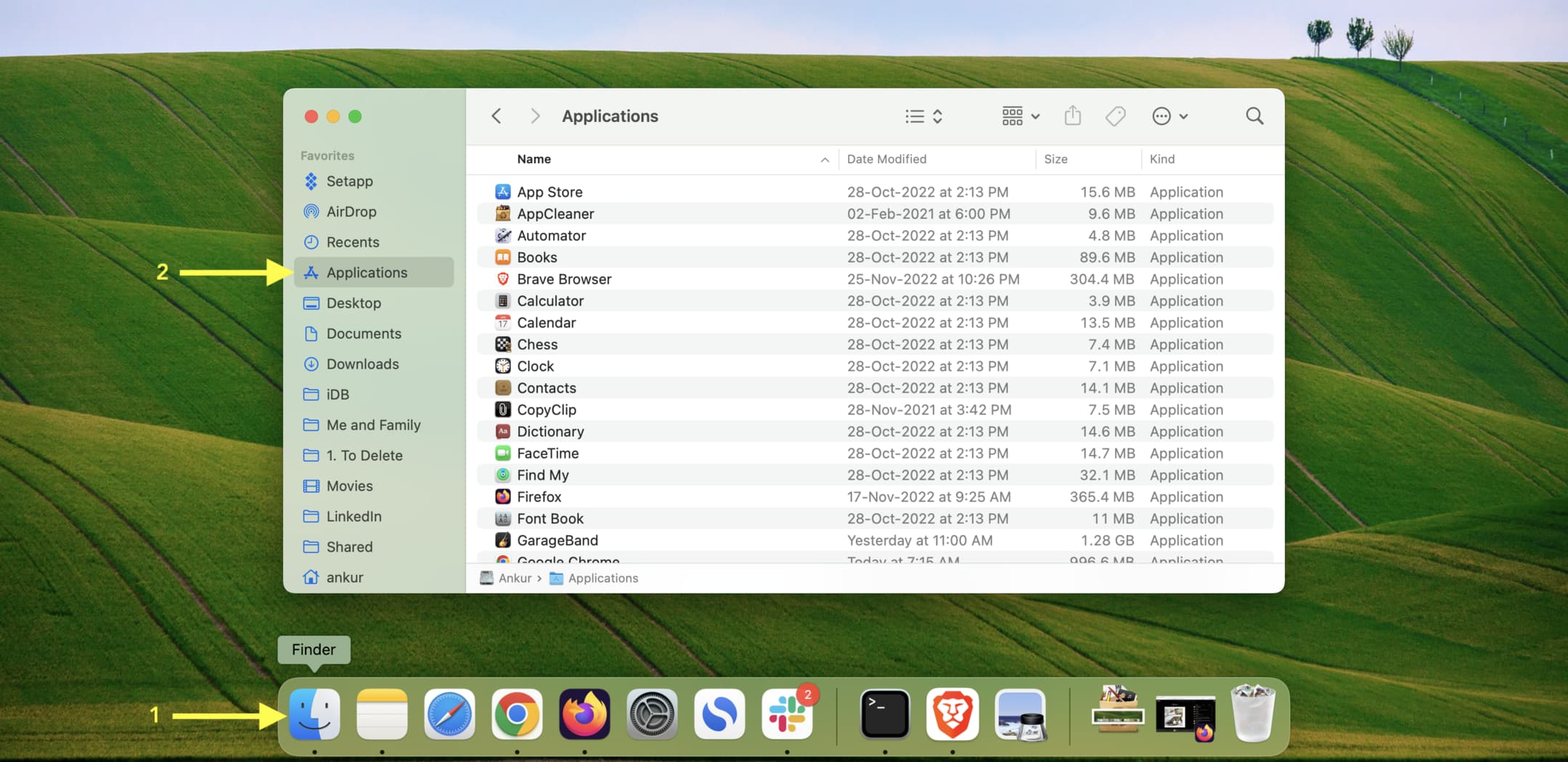 Go to Applications folder on Mac to open apps