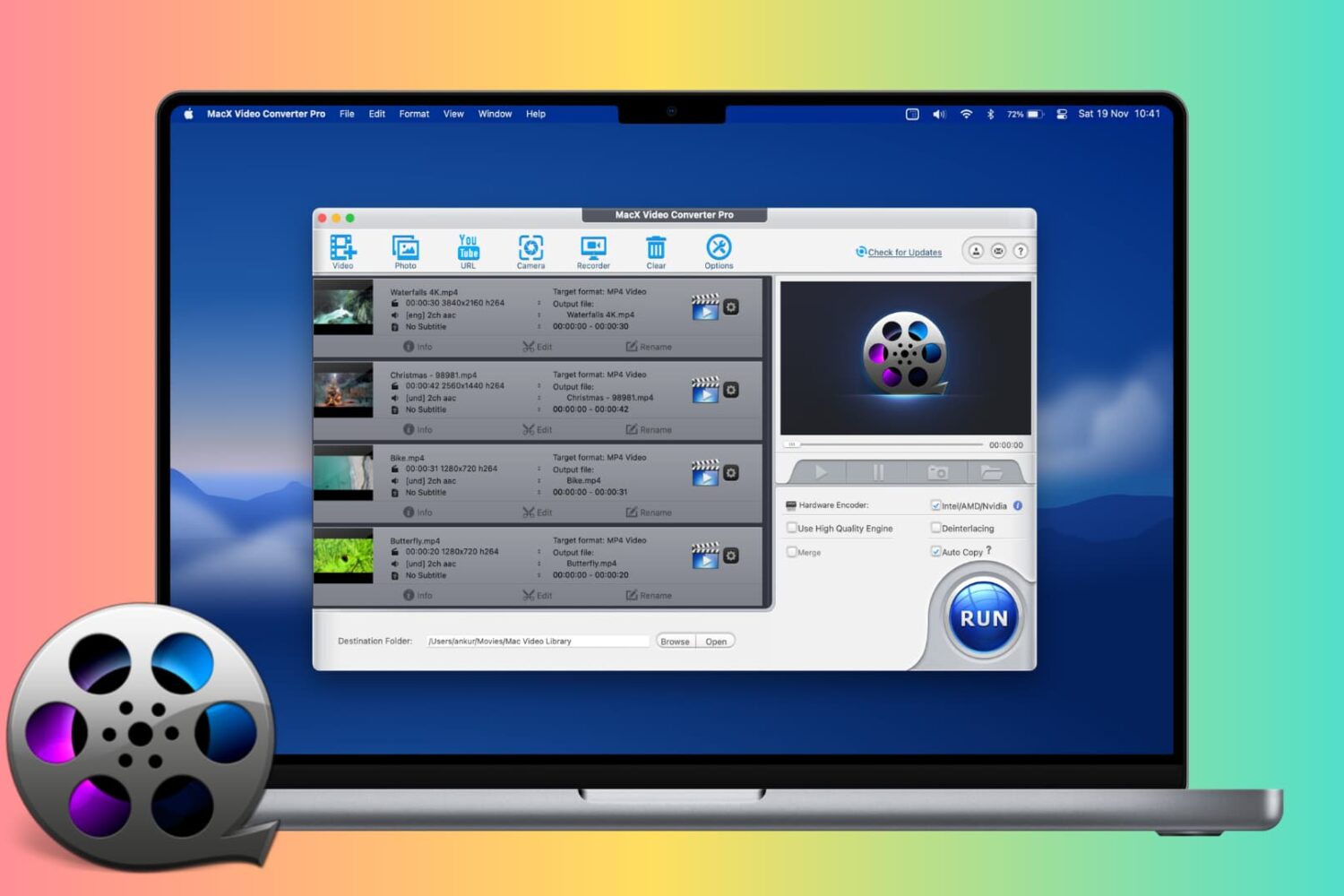 MacX Video Converter Pro running on MacBook