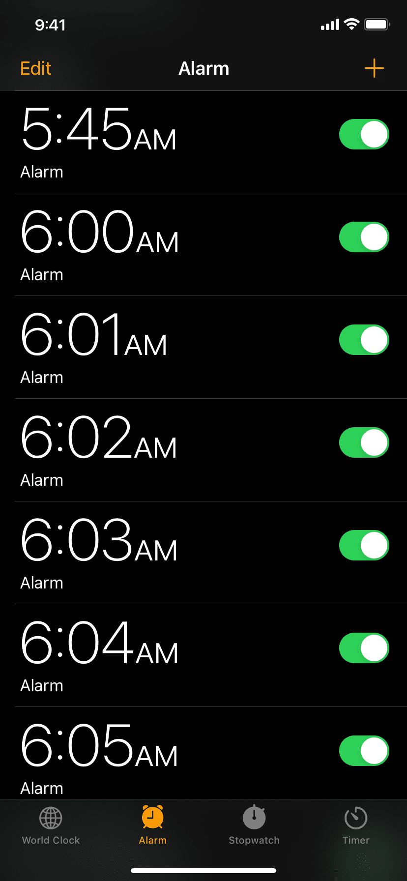 Many alarms set on iPhone