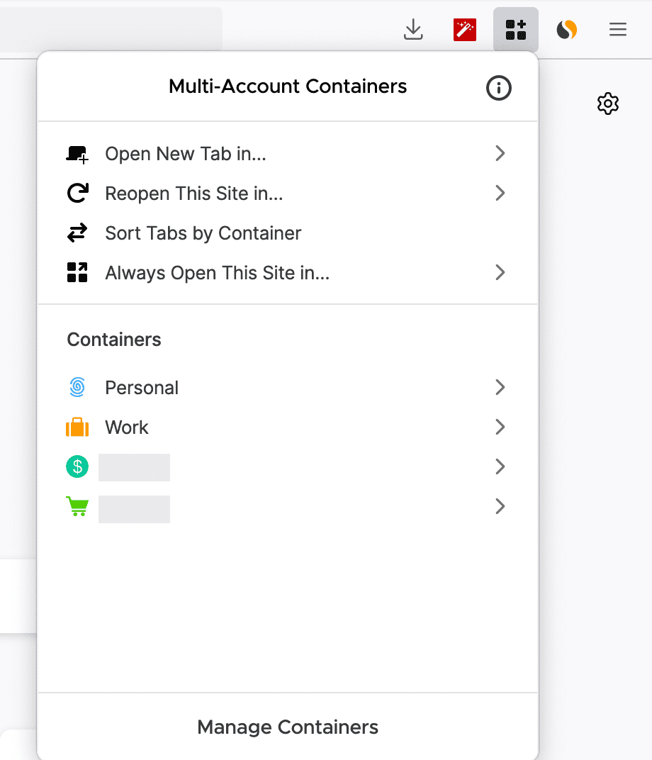 Multi-Accounts Containers in Firefox on Mac