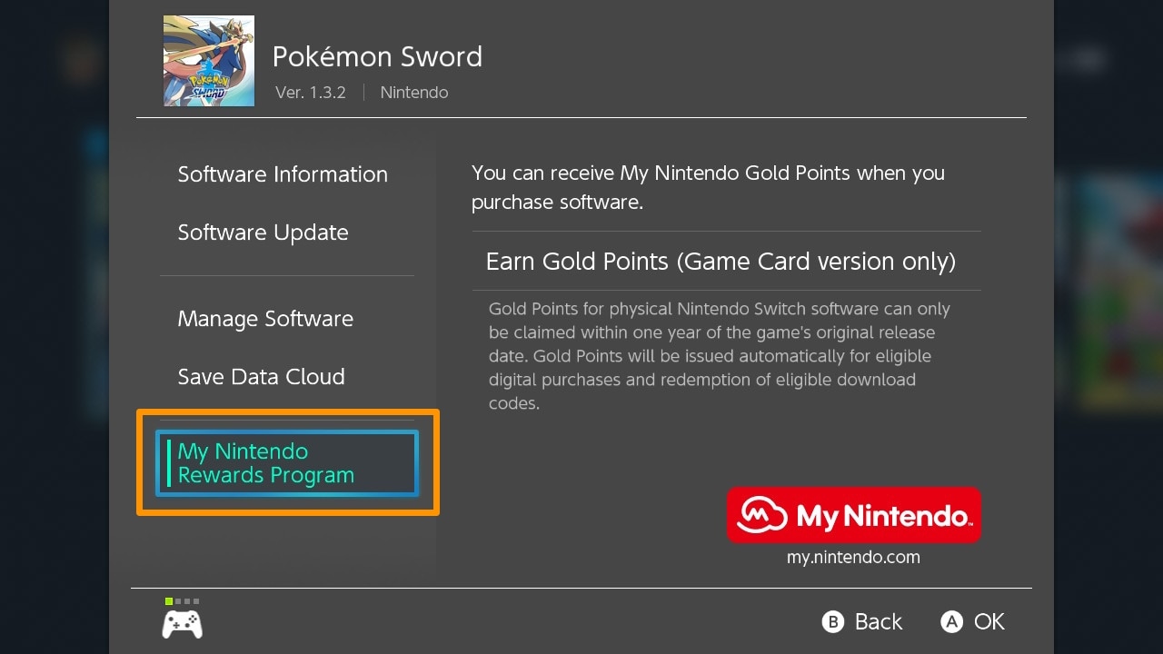 My Nintendo Rewards Program from Nintendo Switch Home Screen.