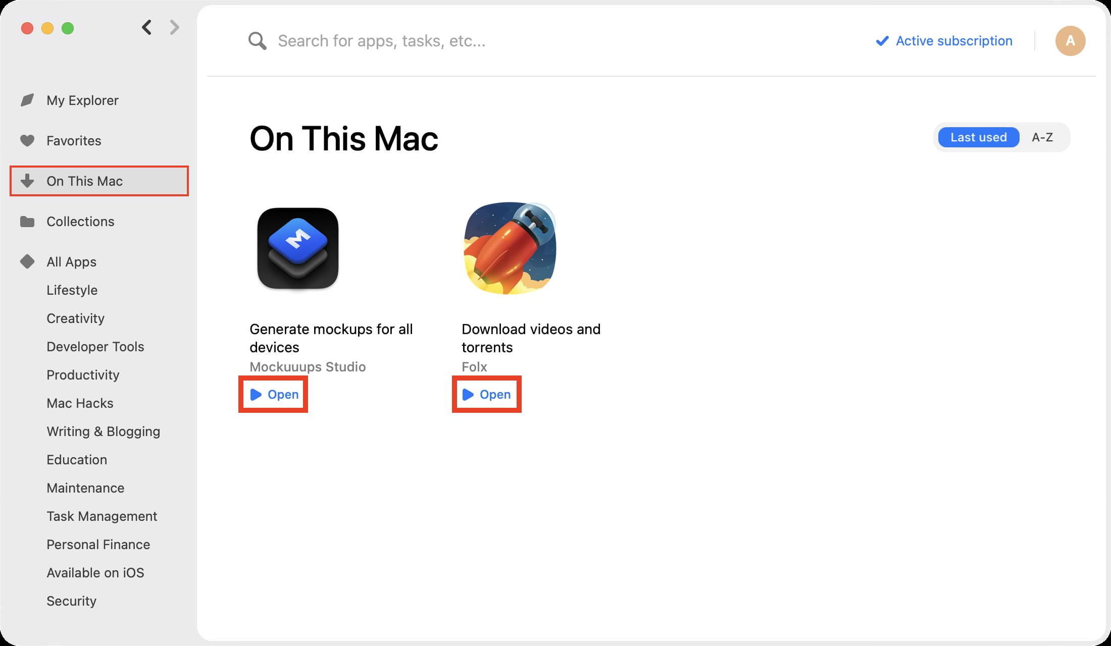 Open apps from Setapp on Mac