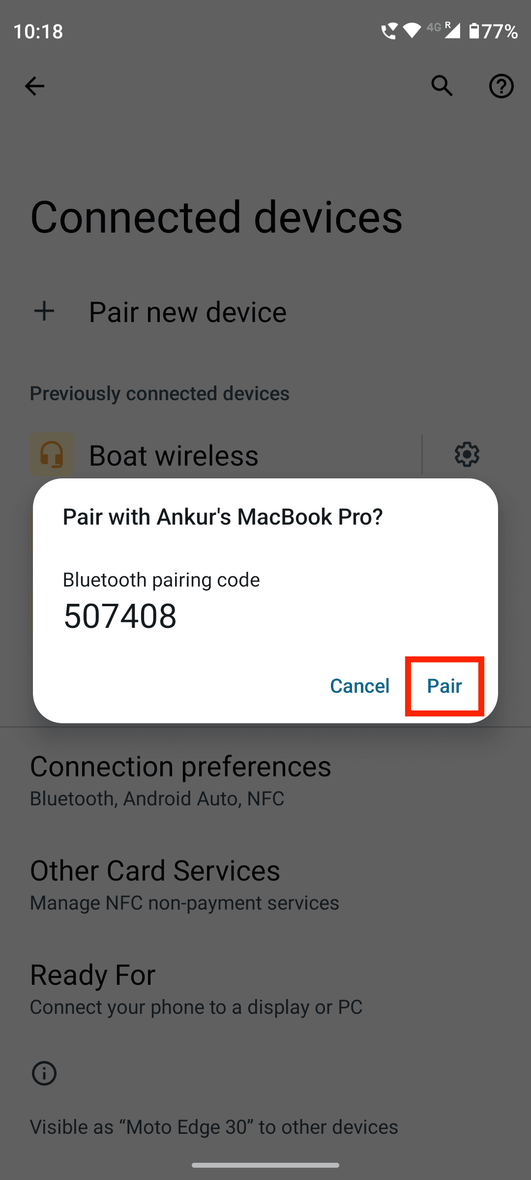 Pair Android phone to Mac via Bluetooth