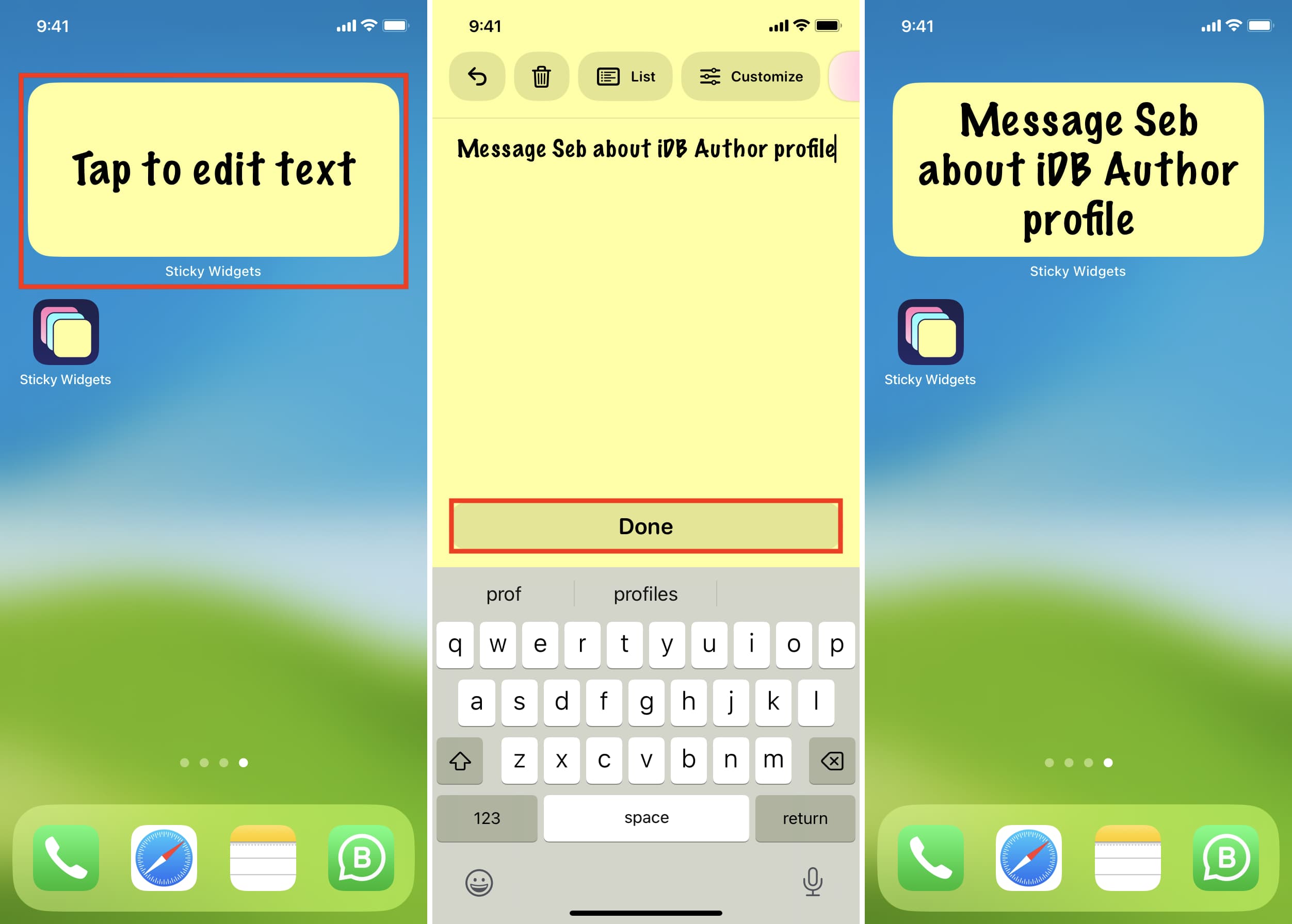 Quickly add sticky note to iPhone Home Screen