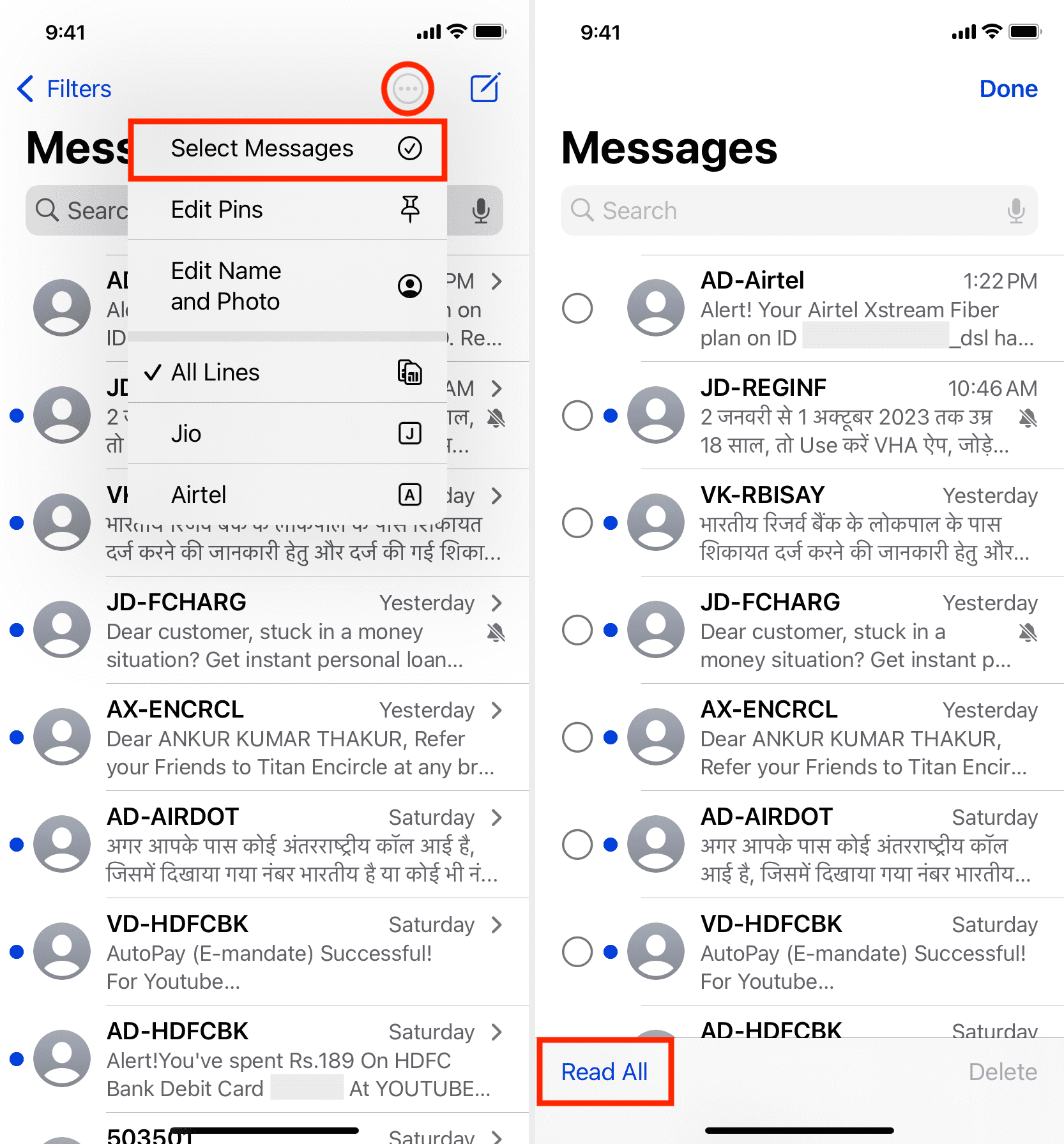 Instantly mark all messages as read on iPhone