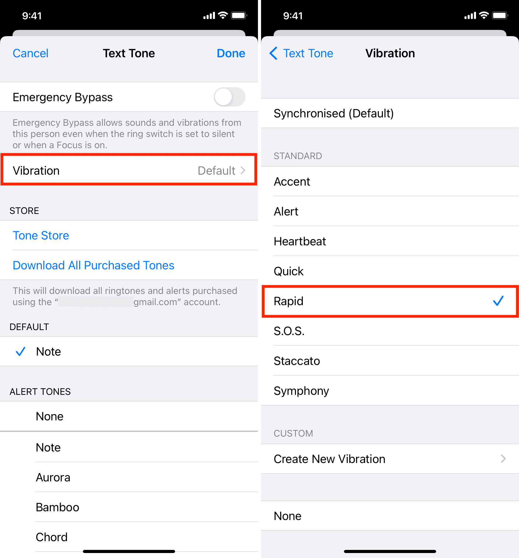Set special vibration text tone for a contact on iPhone