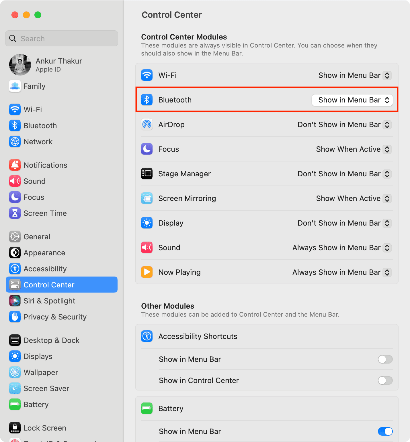 Show Bluetooth in Menu Bar on Mac