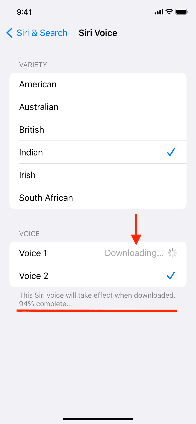 Siri voice downloading on iPhone takes extra space