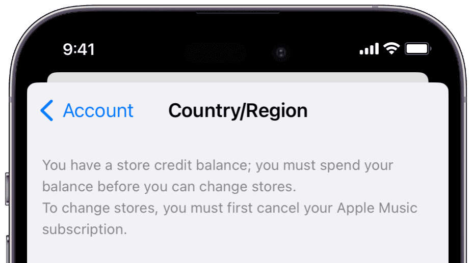 Spend balance and cancel subscription before changing Apple App Store country