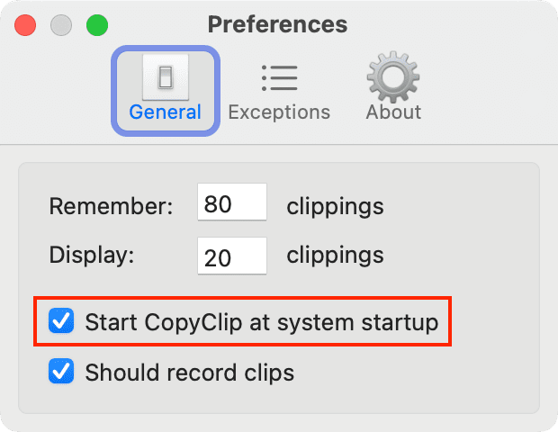 Start CopyClip at system startup