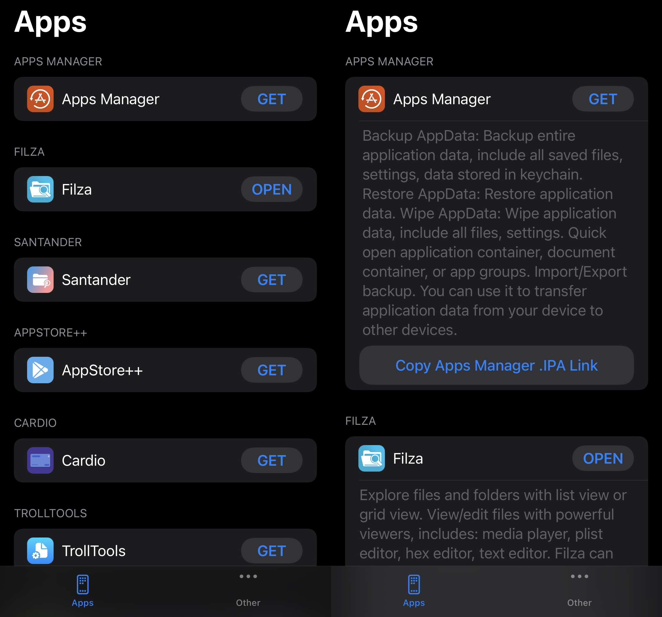 TrollApps Version 1.1 fügt Unterstützung für iOS 14 und eine überarbeitete Benutzeroberfläche mit mehr Funktionen hinzu.