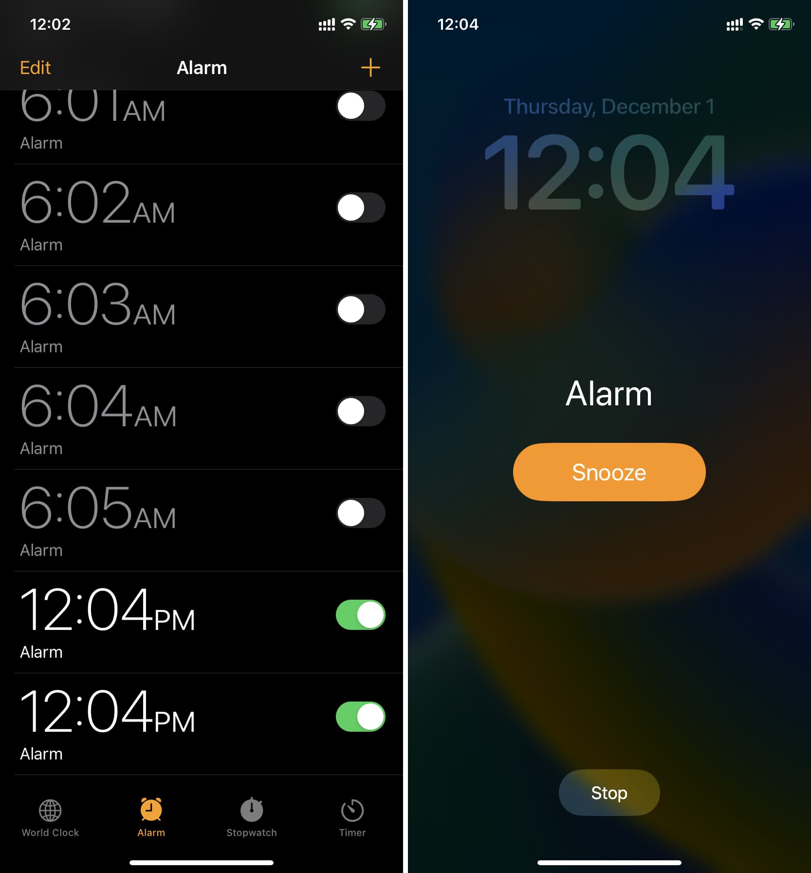 Two alarms for the same time on iPhone