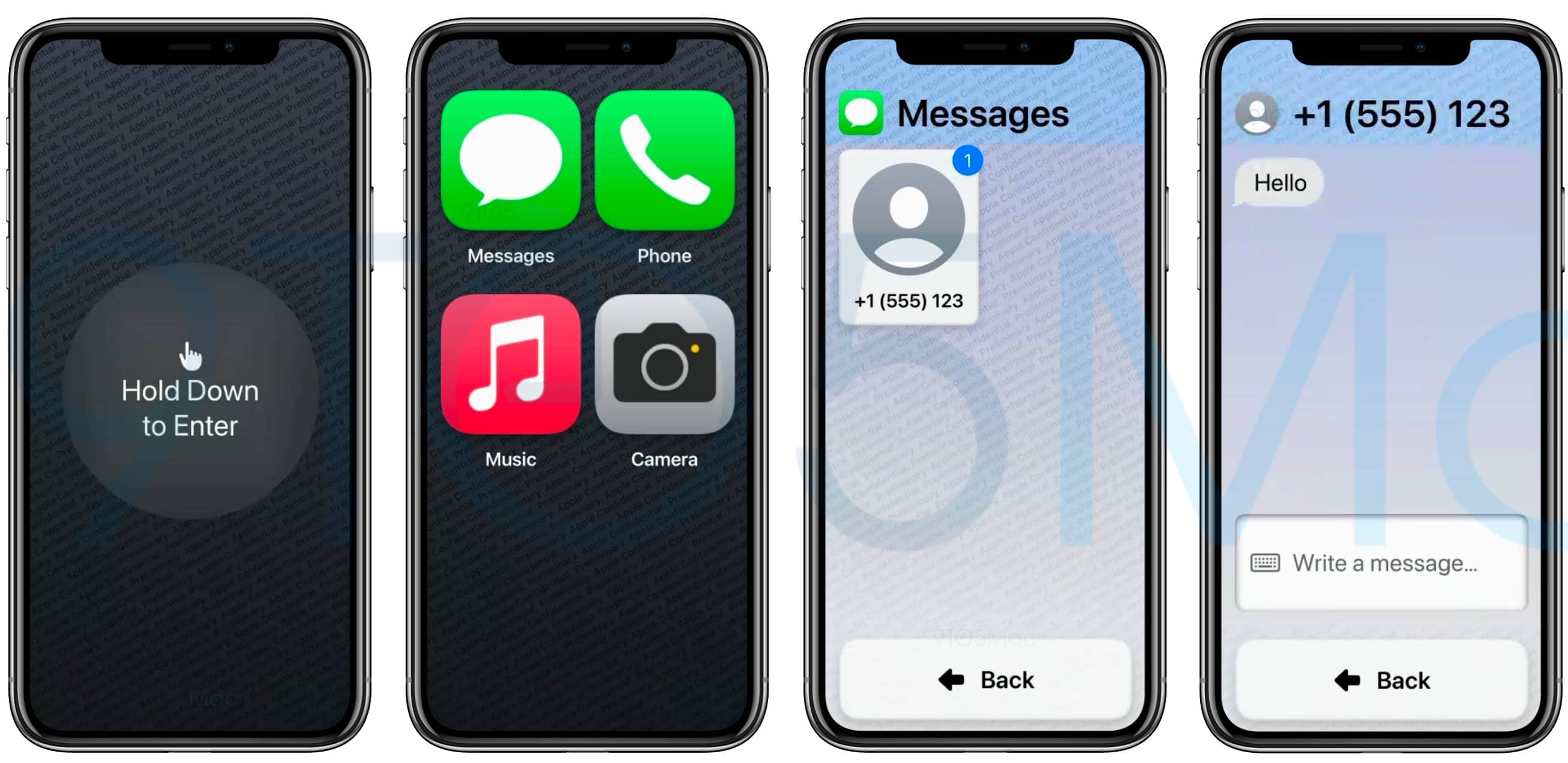 Benutzerdefinierter Barrierefreiheitsmodus in iOS 16, der eine Hold to Type-Nachricht, riesige erweiterte Symbole auf dem Bildschirm und einfachere Steuerelemente in der Nachrichten-App anzeigt