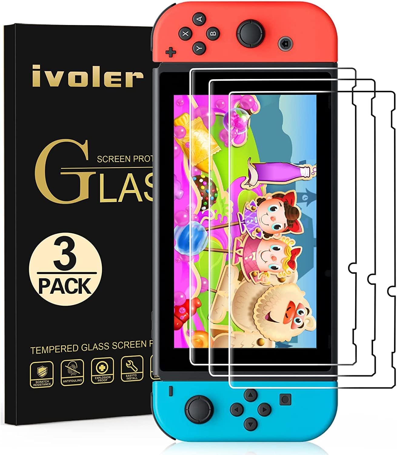 iVoler Tempered Glass screen protector for Nintendo Switch.