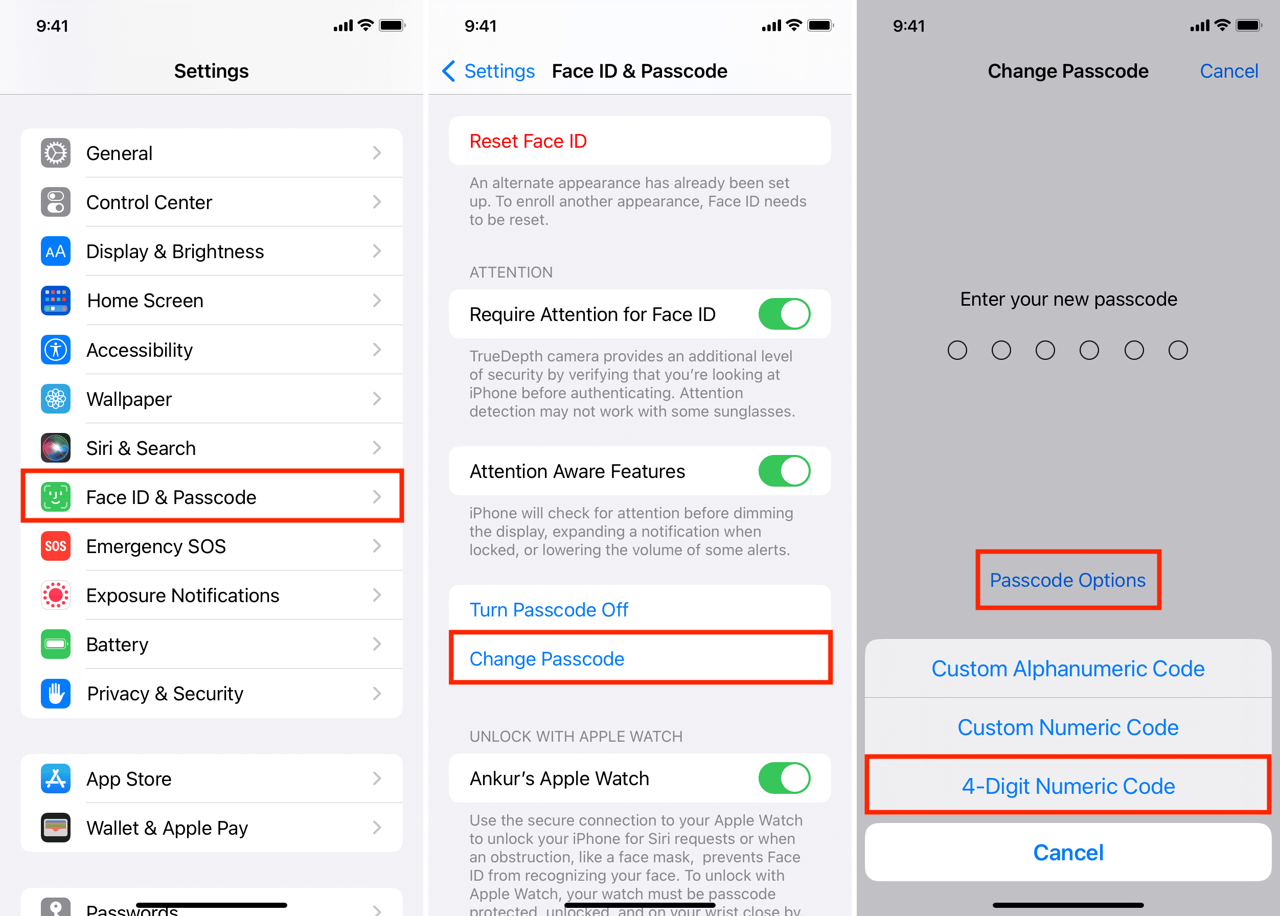 4-Digit Numeric Code in iPhone passcode settings