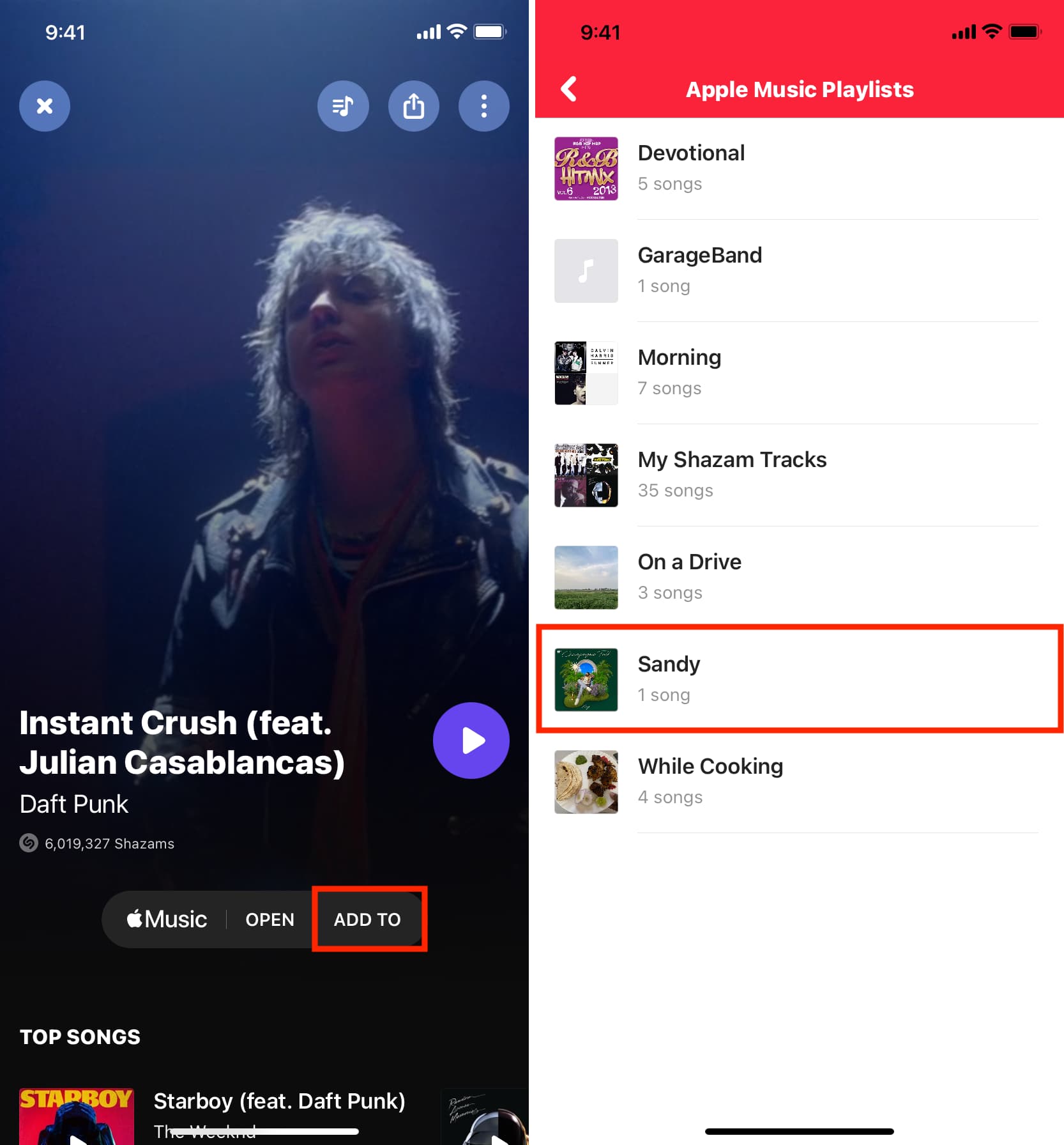 Add Shazam song to any Apple Music playlist